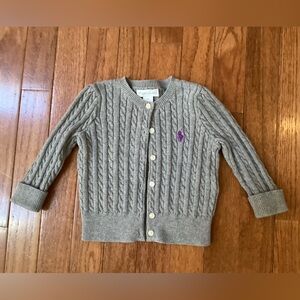 Ralph Lauren Baby Girl Cable Knit Cardigan Sweater Grey 9M
